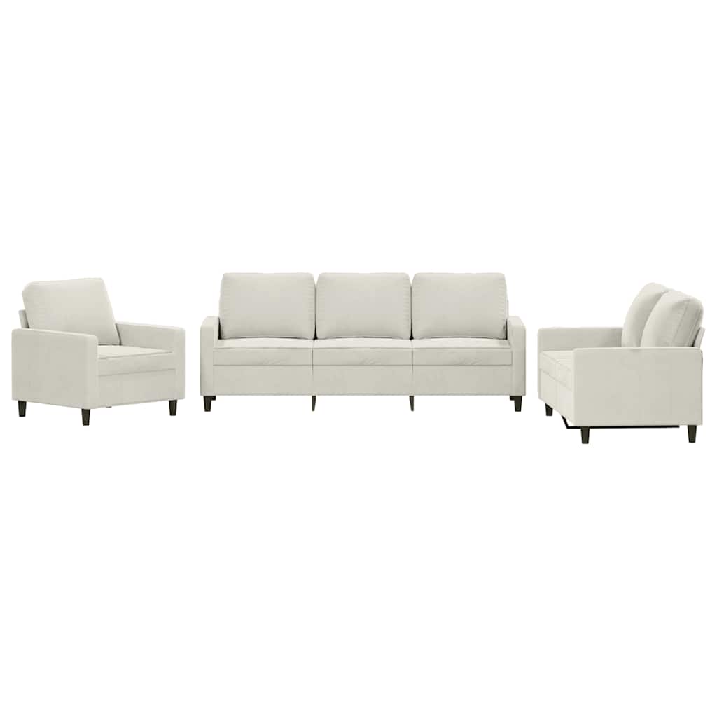 Thumbnail - vidaXL 3-tlg. Sofagarnitur mit Kissen Creme Samt