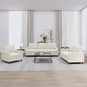 Sedežna garnitura 3-delna z blazinami krem žamet