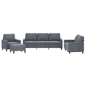 vidaXL 4-osaline diivanikomplekt patjadega, tumehall, samet