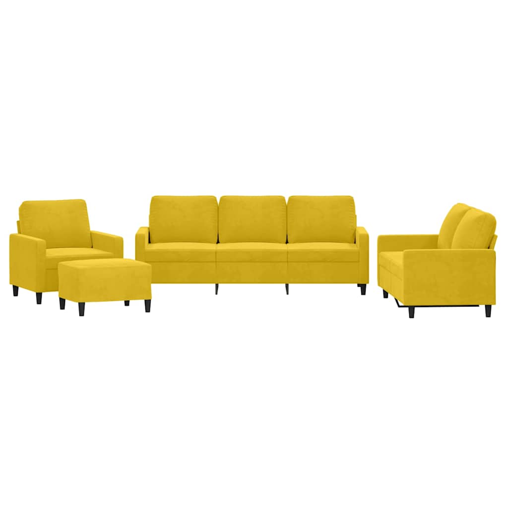 Thumbnail - vidaXL 4-tlg. Sofagarnitur mit Kissen Gelb Samt