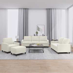 Sedežna garnitura 4-delna z blazinami krem žamet