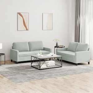 Sedežna garnitura 2-delna z blazinami svetlo siv žamet