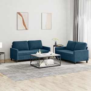 Sedežna garnitura 2-delna z blazinami moder žamet