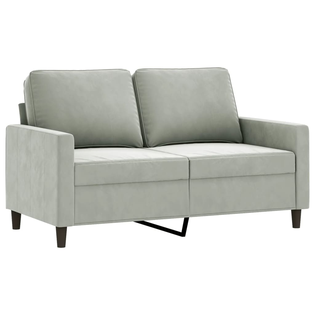 vidaXL 3-delige Loungeset met kussens fluweel lichtgrijs afbeelding