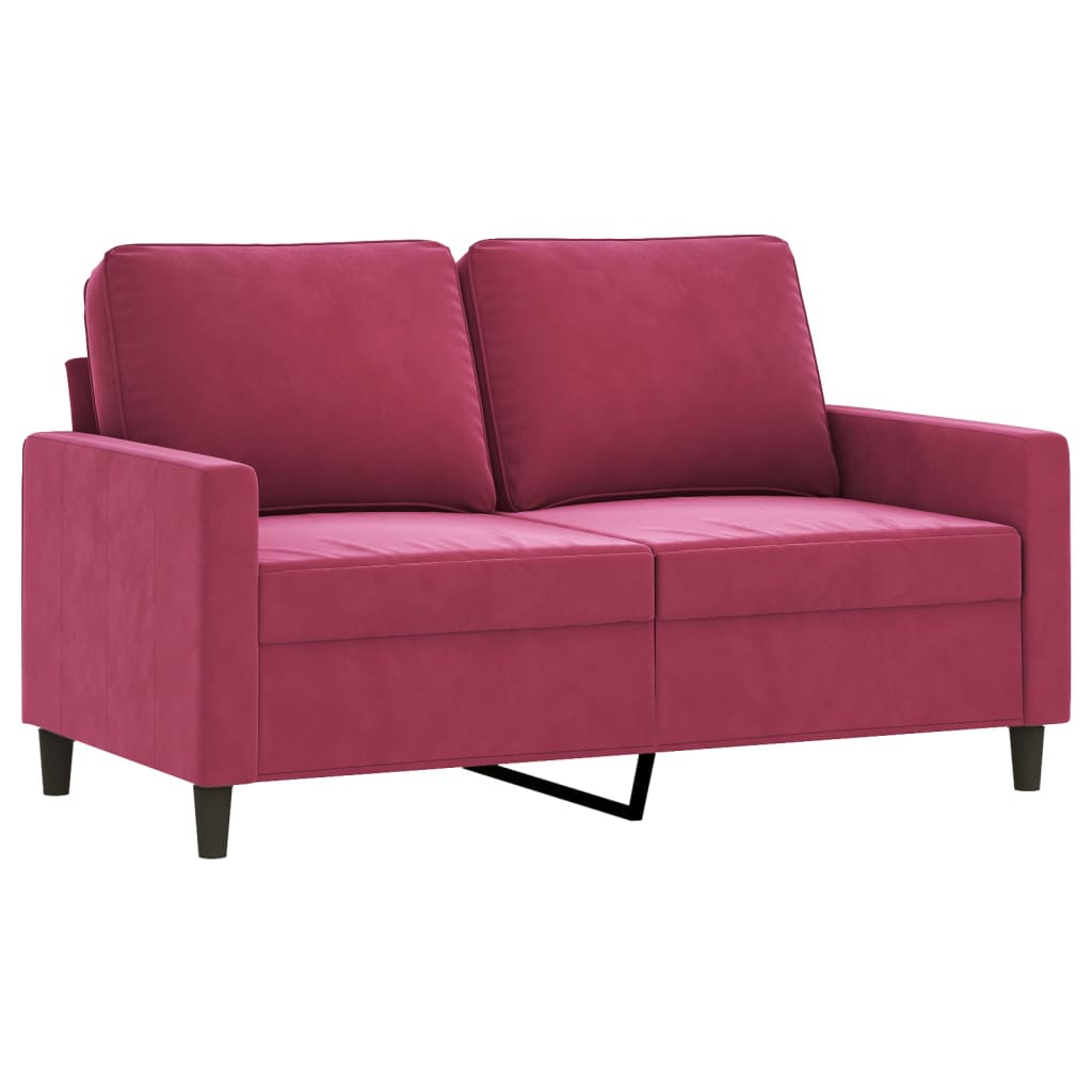vidaXL 3-delige Loungeset met kussens fluweel wijnrood afbeelding
