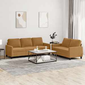 Sedežna garnitura 2-delna z blazinami rjav žamet