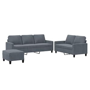 vidaXL 3-osaline diivanikomplekt patjadega, tumehall, samet