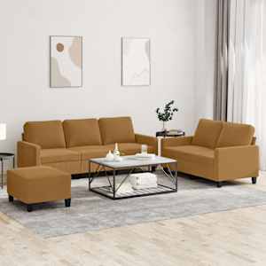 Sedežna garnitura 3-delna z blazinami rjav žamet