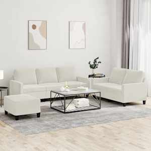 Sedežna garnitura 3-delna z blazinami krem žamet