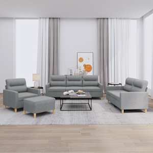 Sedežna garnitura 4-delna z blazinami svetlo sivo blago