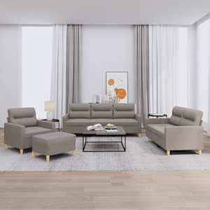 Sedežna garnitura 4-delna z blazinami taupe blago