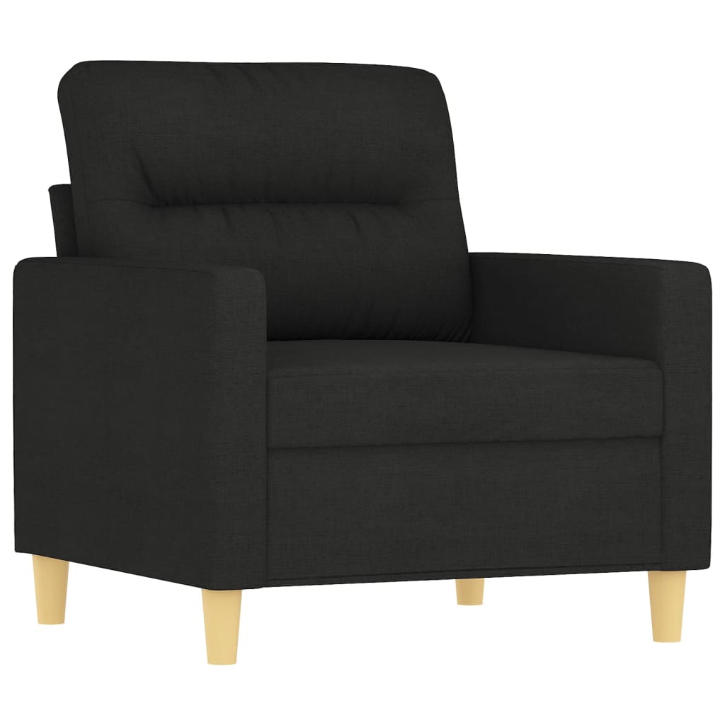 vidaXL 3-delige Loungeset met kussens stof zwart afbeelding