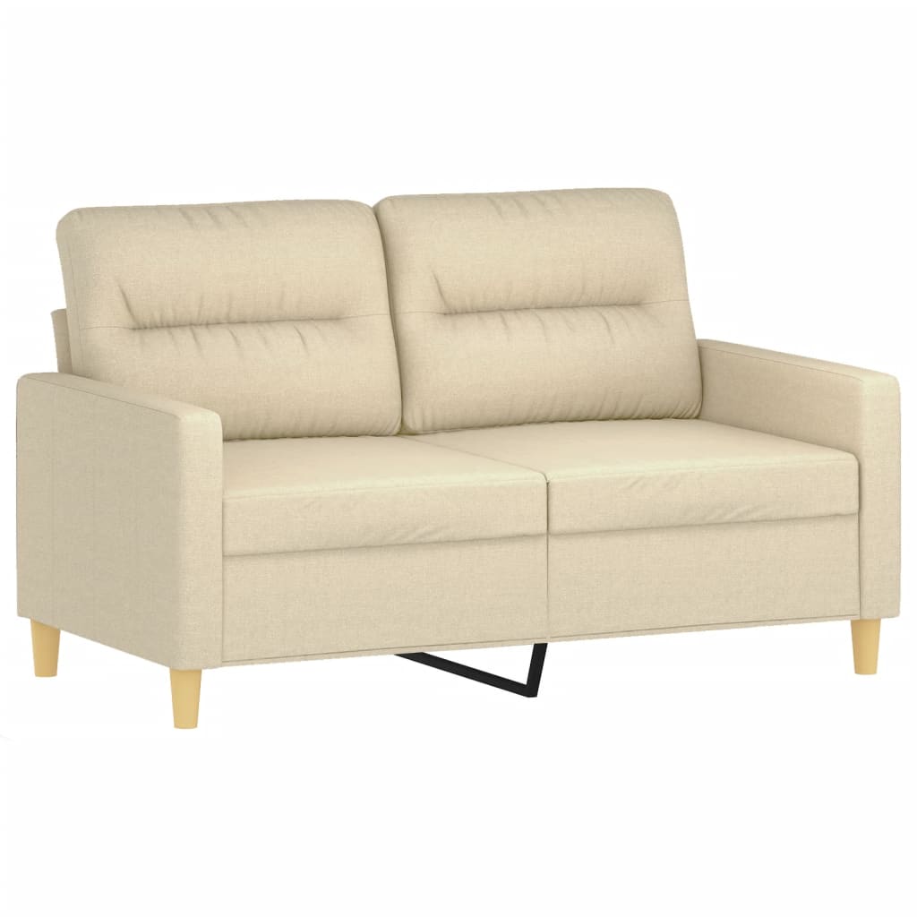 vidaXL 2-delige Loungeset met kussens stof crèmekleurig afbeelding