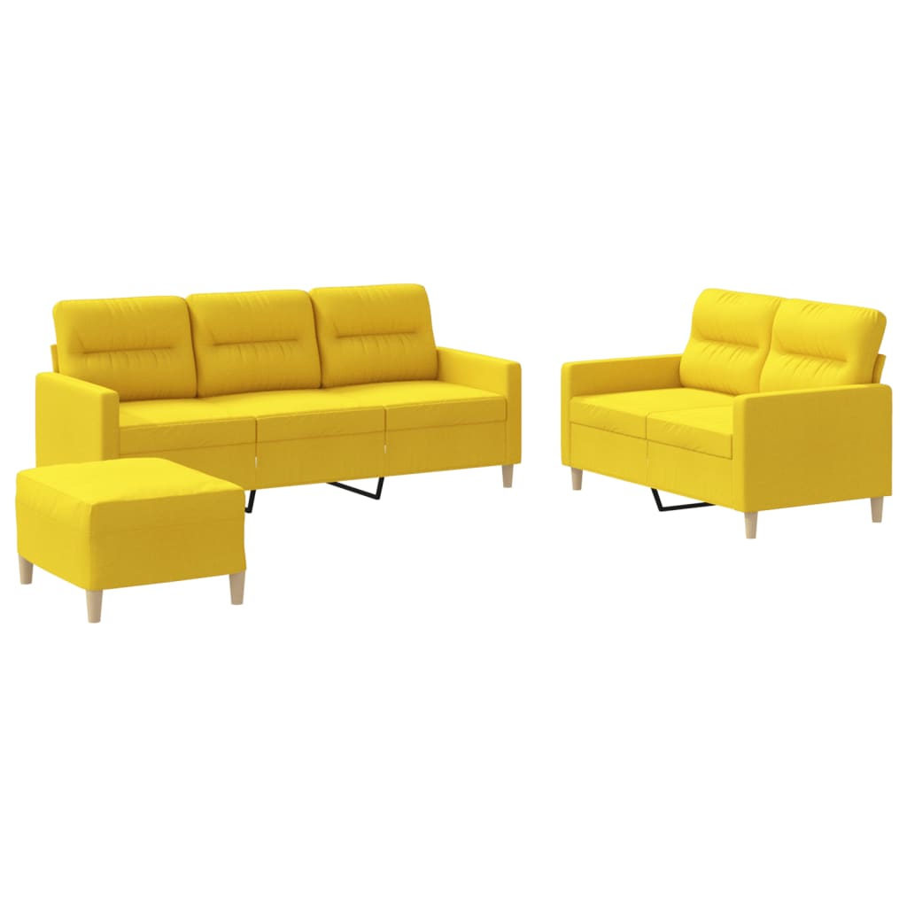 vidaXL 3-dijelni set sofa s jastucima svjetložuti od tkanine-image-3201613
