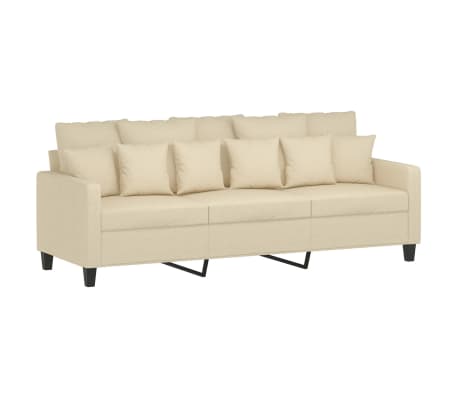 vidaXL 3-tlg. Sofagarnitur mit Kissen Creme Stoff