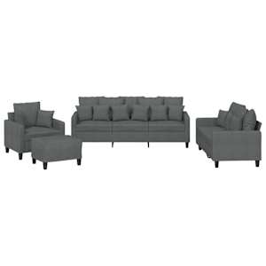 vidaXL 4-osaline diivanikomplekt patjadega, tumehall, kangas