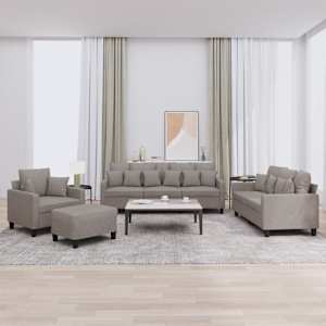 4dílná sedací souprava s polštáři taupe textil - obrázek 1