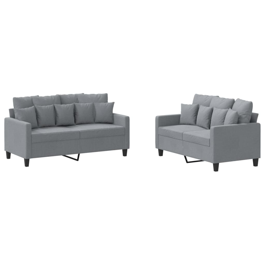 vidaXL Set de canapele cu perne, 2 piese, gri deschis, textil