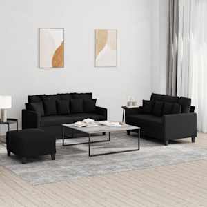 Sedežna garnitura z blazinami 3-delna črno blago