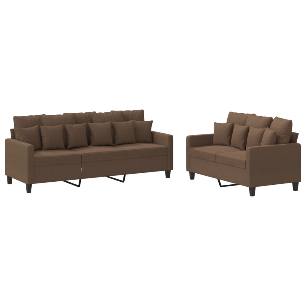 vidaXL 2-delige Loungeset met kussens stof bruin