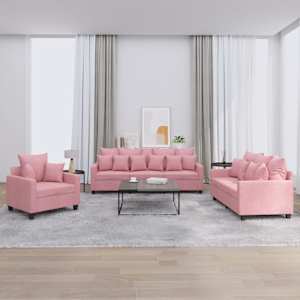 Sedežna garnitura 3-delna z blazinami roza žamet