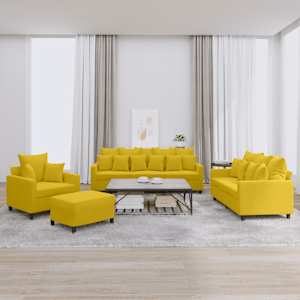 Sedežna garnitura 4-delna z blazinami rumen žamet