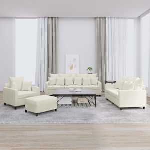 Sedežna garnitura 4-delna z blazinami krem žamet