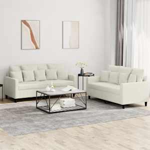 Sedežna garnitura 2-delna z blazinami krem žamet