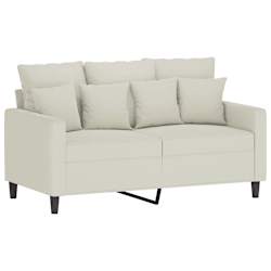 vidaXL 3-tlg. Sofagarnitur mit Kissen Creme Samt