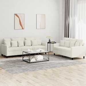 Sedežna garnitura 2-delna z blazinami krem žamet