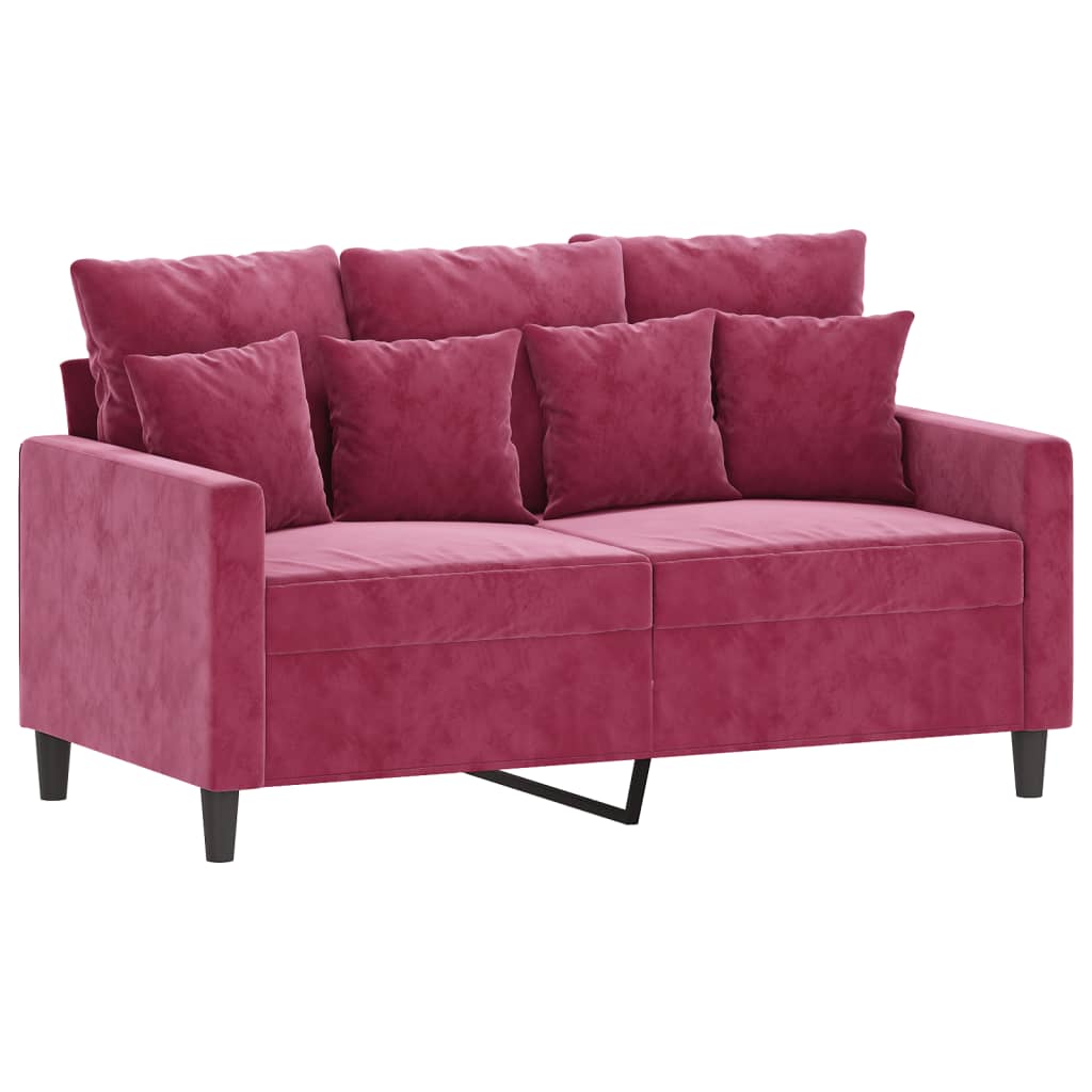 vidaXL 3-delige Loungeset met kussens fluweel wijnrood afbeelding