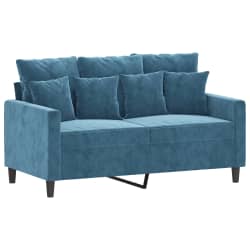 vidaXL 3-tlg. Sofagarnitur mit Kissen Blau Samt