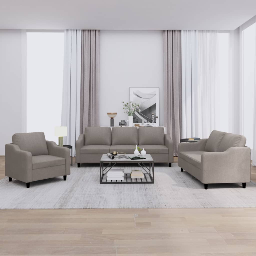 vidaXL sofasæt 3 dele med hynder stof gråbrun