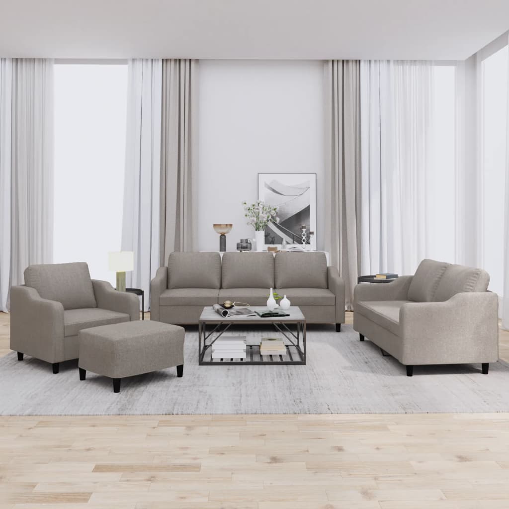 vidaXL sofasæt 4 dele med hynder stof gråbrun