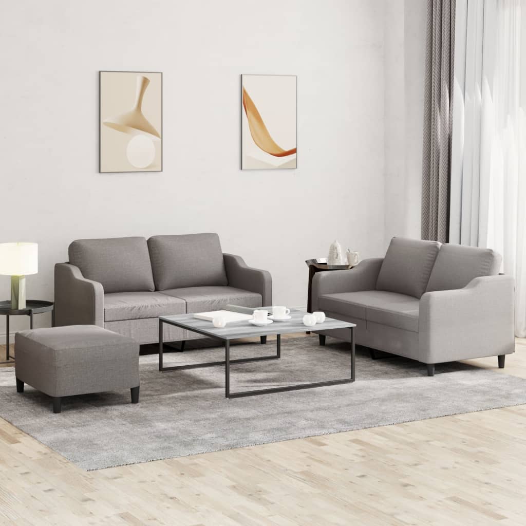 vidaXL sofasæt 3 dele med hynder stof gråbrun