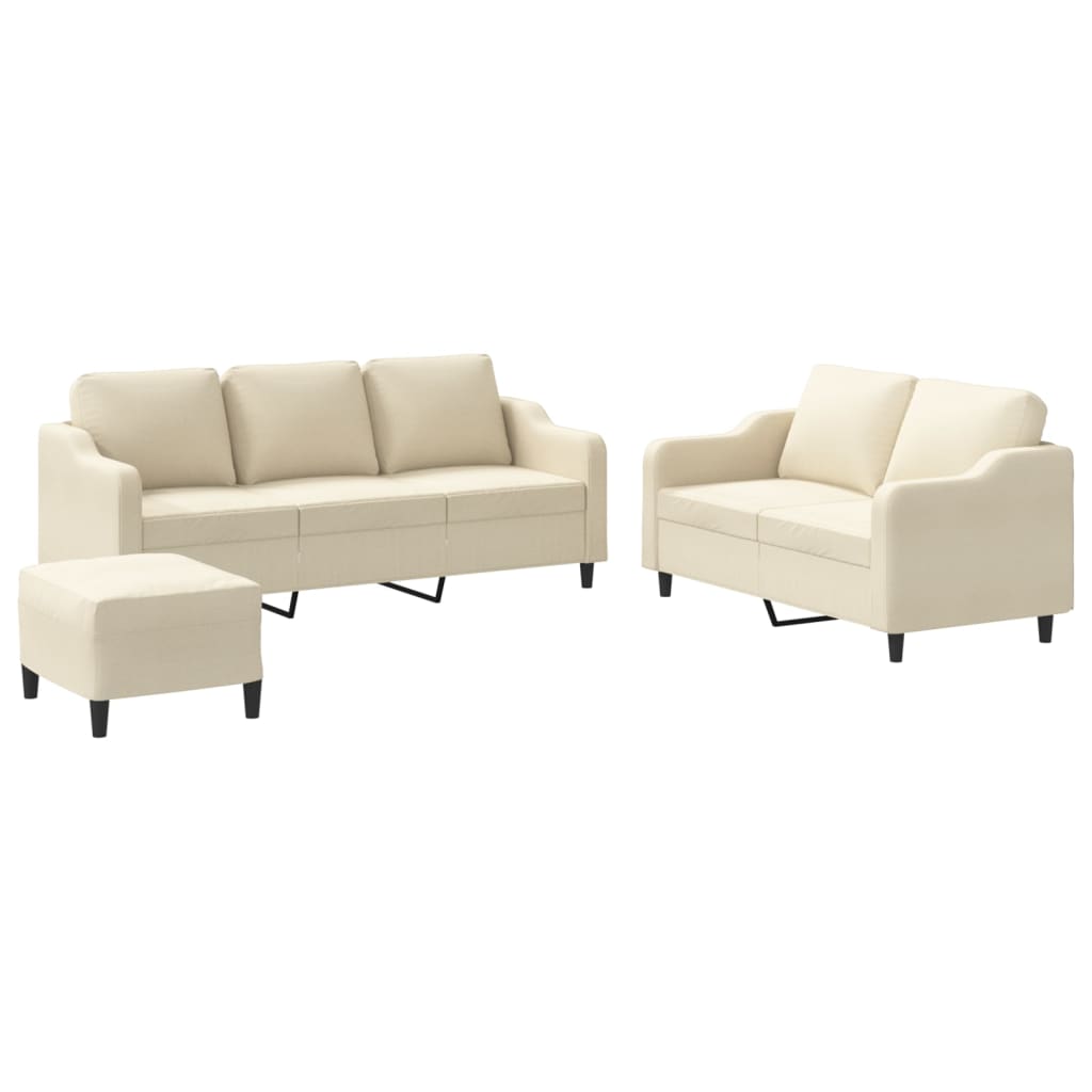 Thumbnail - vidaXL 3-tlg. Sofagarnitur mit Kissen Creme Stoff