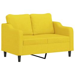 vidaXL 3 pcs conjunto de sof&aacute;s com almofad&otilde;es tecido amarelo-claro