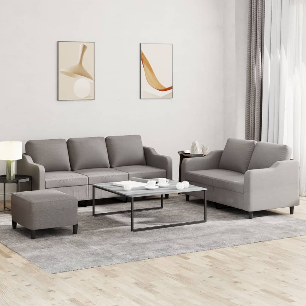 vidaXL sofasæt 3 dele med hynder stof gråbrun
