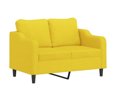 vidaXL 3-delige Loungeset met kussens stof lichtgeel