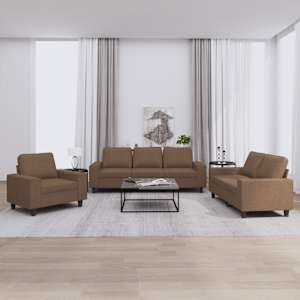 Sedežna garnitura 3-delna rjavo blago