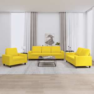 Sedežna garnitura 3-delna svetlo rumeno blago