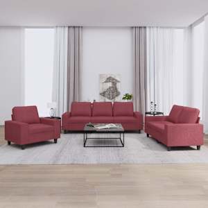 Sedežna garnitura 3-delna vinsko rdeče blago