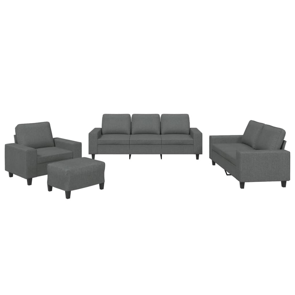 Image of vidaXL 4 Piece Sofa Set Dark Grey Fabric