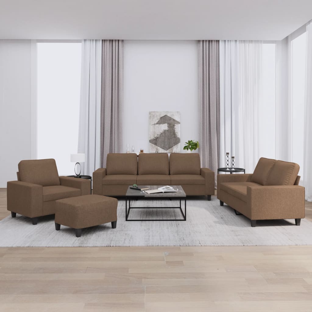 vidaXL sofasæt 4 dele stof brun