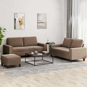 Sedežna garnitura 3-delna rjavo blago