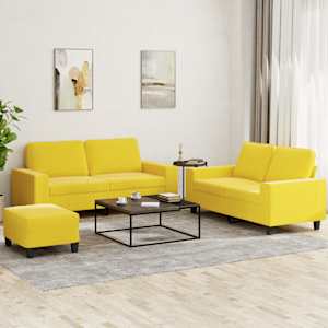 Sedežna garnitura 3-delna svetlo rumeno blago