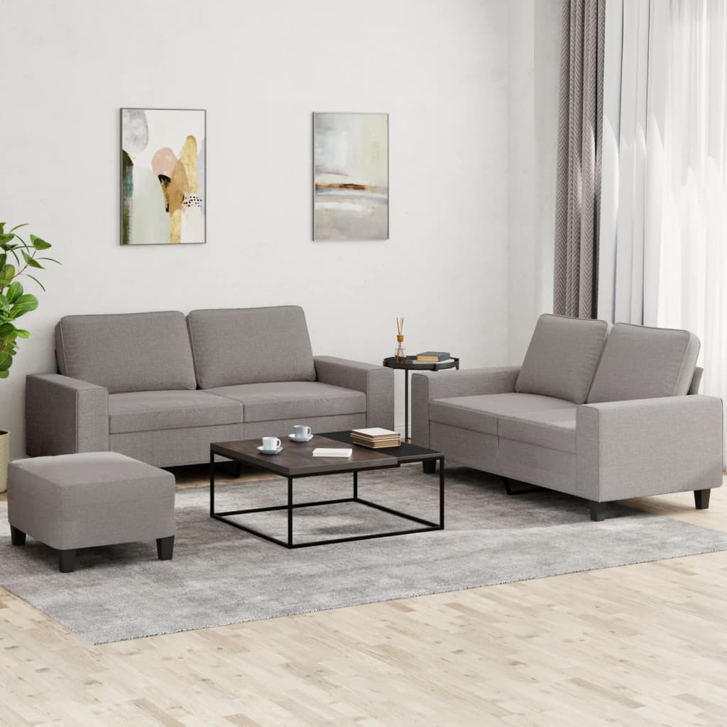 vidaXL 3-tlg. Sofagarnitur Taupe Stoff