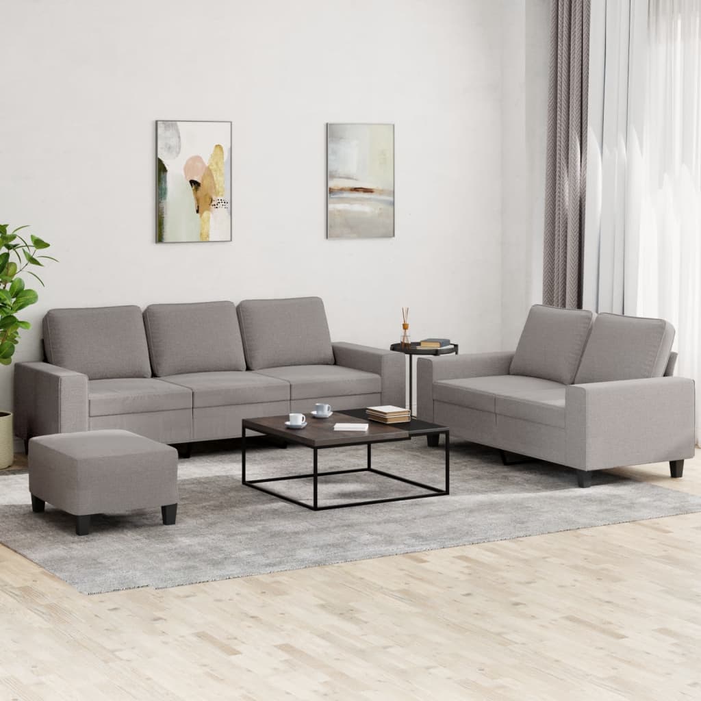 vidaXL 3-tlg. Sofagarnitur Taupe Stoff