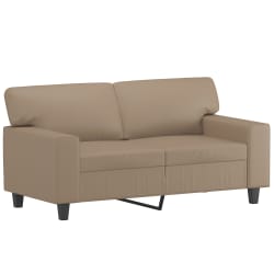 vidaXL 2 pcs conjunto sof&aacute;s c/ almofadas couro artificial cappuccino