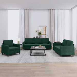 Sedežna garnitura 3-delna temno zelen žamet